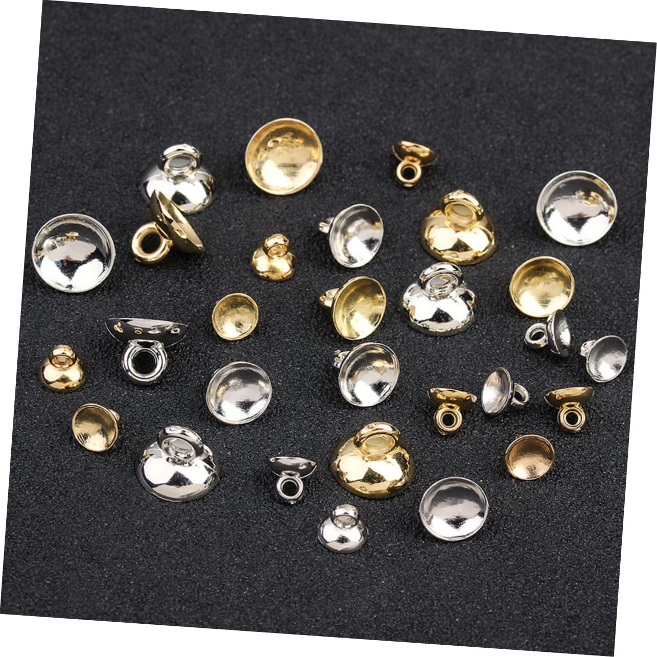 EXCEART 400pcs Gold Plated Sling Screw Accessories Kit - Pearl Buckles, Beadwork Needles, Cup Connectors & Bell Charms for Jewelry Making, DIY Crafts & Scrapbooking Projects