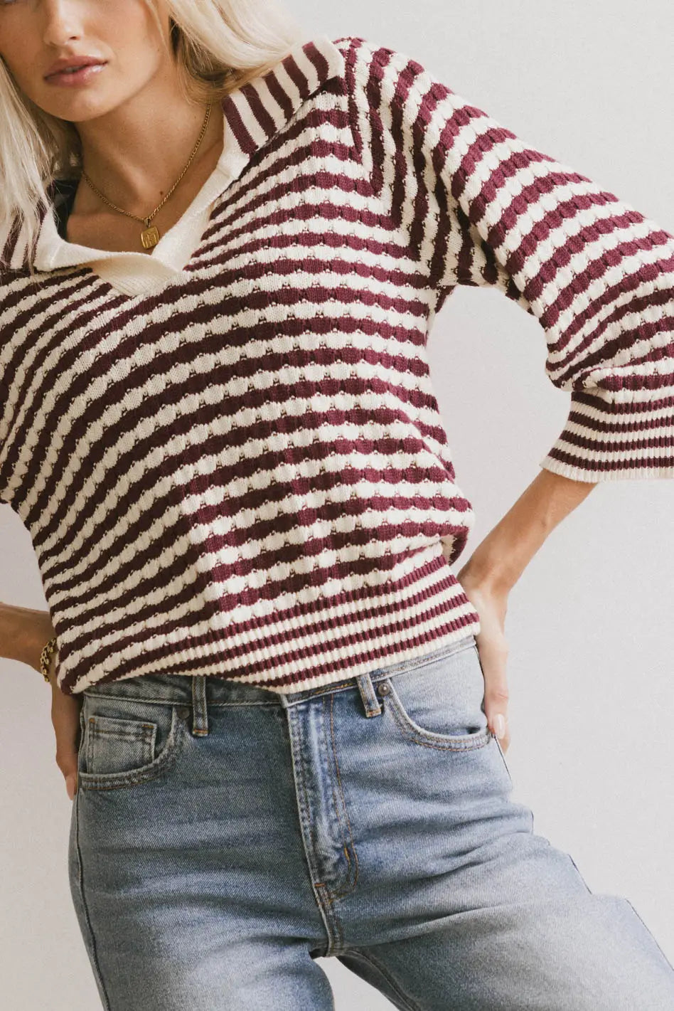 Burgundy Mason Collared Sweater for Men & Women | Cozy Knit Pullover | Fall & Winter Fashion | Perfect for Casual Outfits, Office Wear & Date Nights