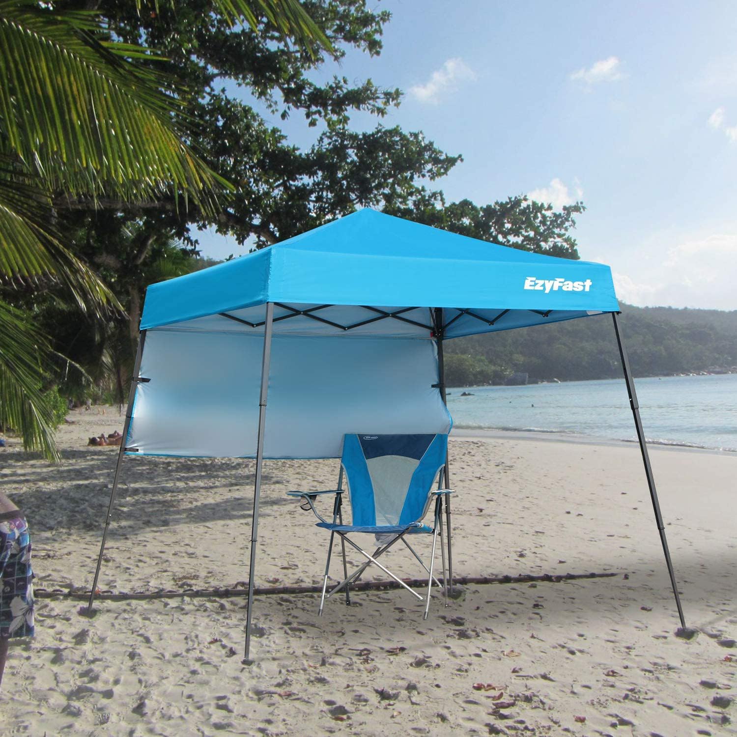 EzyFast Ultra Compact Backpack Canopy - Portable Pop Up Shelter for Hiking, Camping, Fishing | 7.5 x 7.5 ft Base & 6 x 6 ft Top | Lightweight Sports Cabana for Picnics, Beach Outings & Family Activities