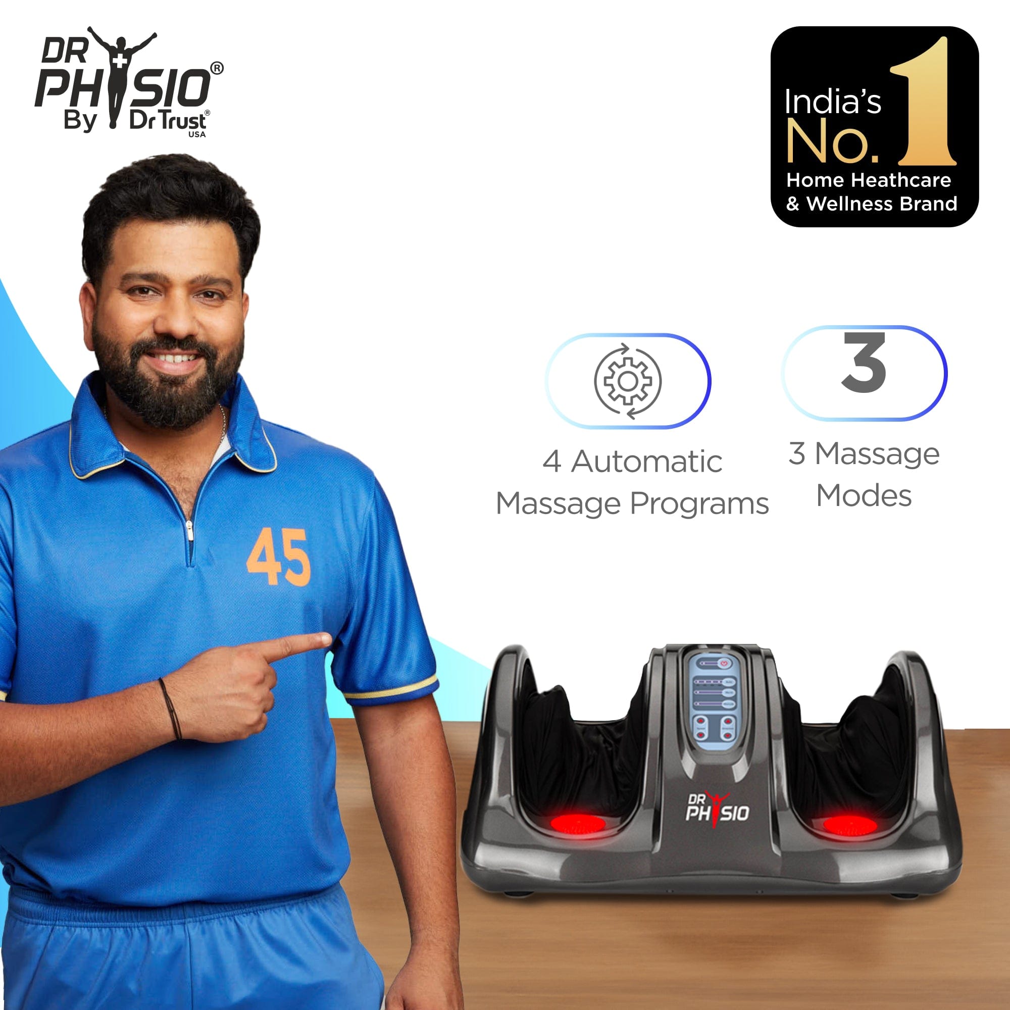 Dr Physio USA Foot and Calf Massager - Electric Shiatsu Massage Machine with Heat for Pain Relief, Muscle Relaxation - Perfect for Home, Office & Post-Workout Recovery