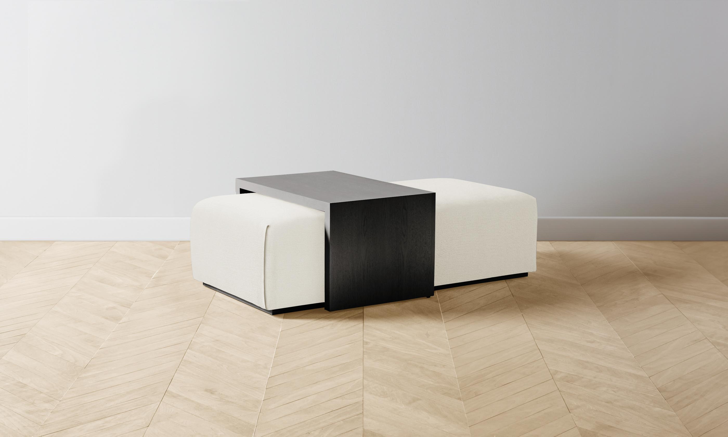 The Bowery Ottoman - Performance Linen Weave Flour Upholstered Storage Bench | Modern Living Room & Bedroom Furniture for Small Spaces