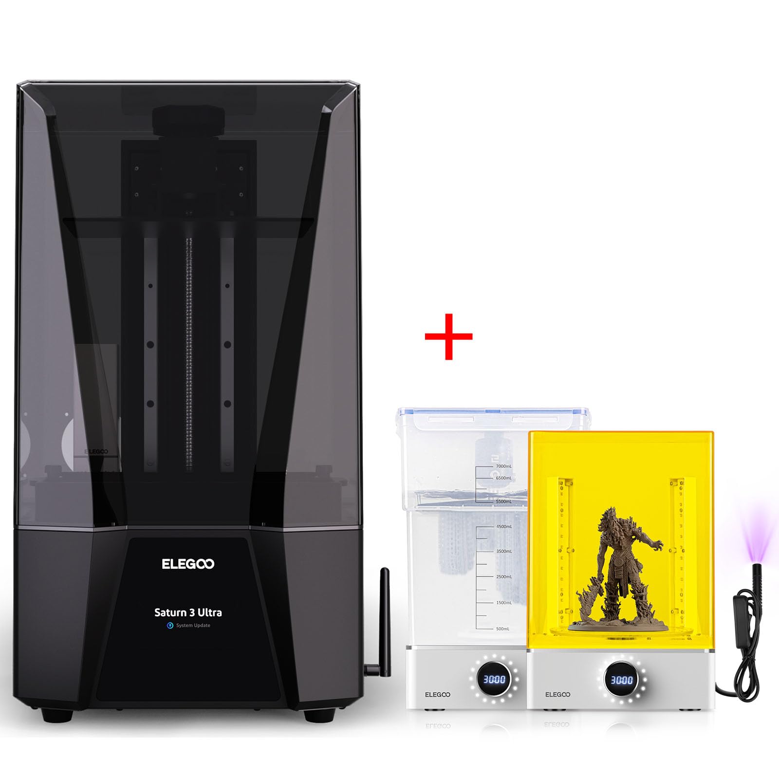 ELEGOO Saturn 3 Ultra MSLA 3D Printer with Mercury XS Wash and Cure Station Bundle - High Precision Resin Printing for Miniatures, Jewelry & Prototypes