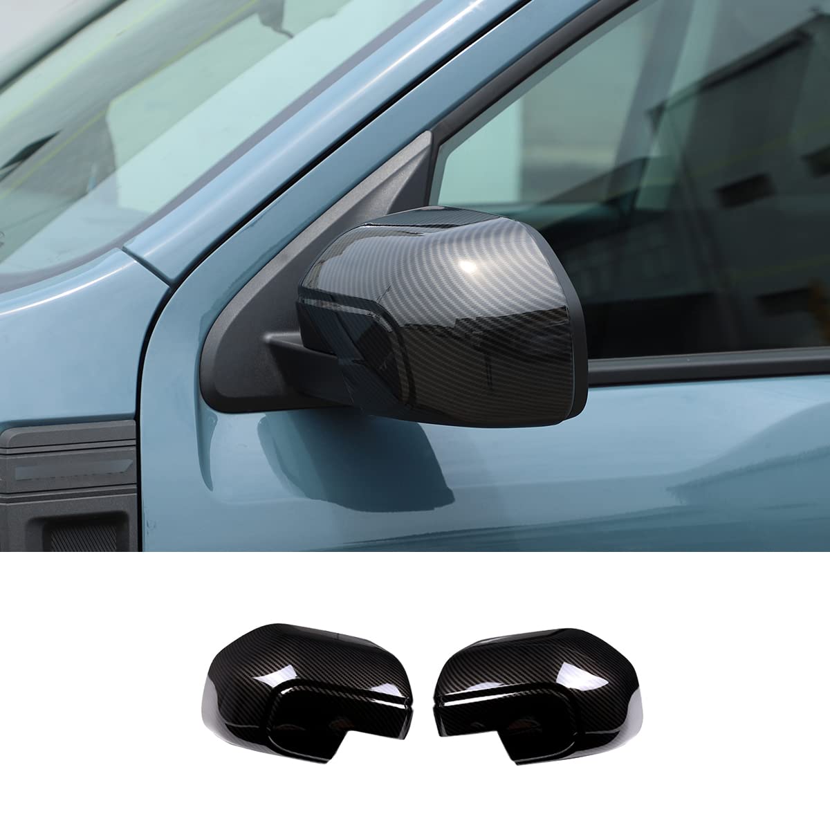 Carbon Fiber Pattern Door Rear View Mirror Cover Cap for 2022 Ford Maverick - Exterior Side View Mirror Protector, Auto Accessories for Enhanced Style & Protection (Perfect for Off-Roading & Daily Commute)