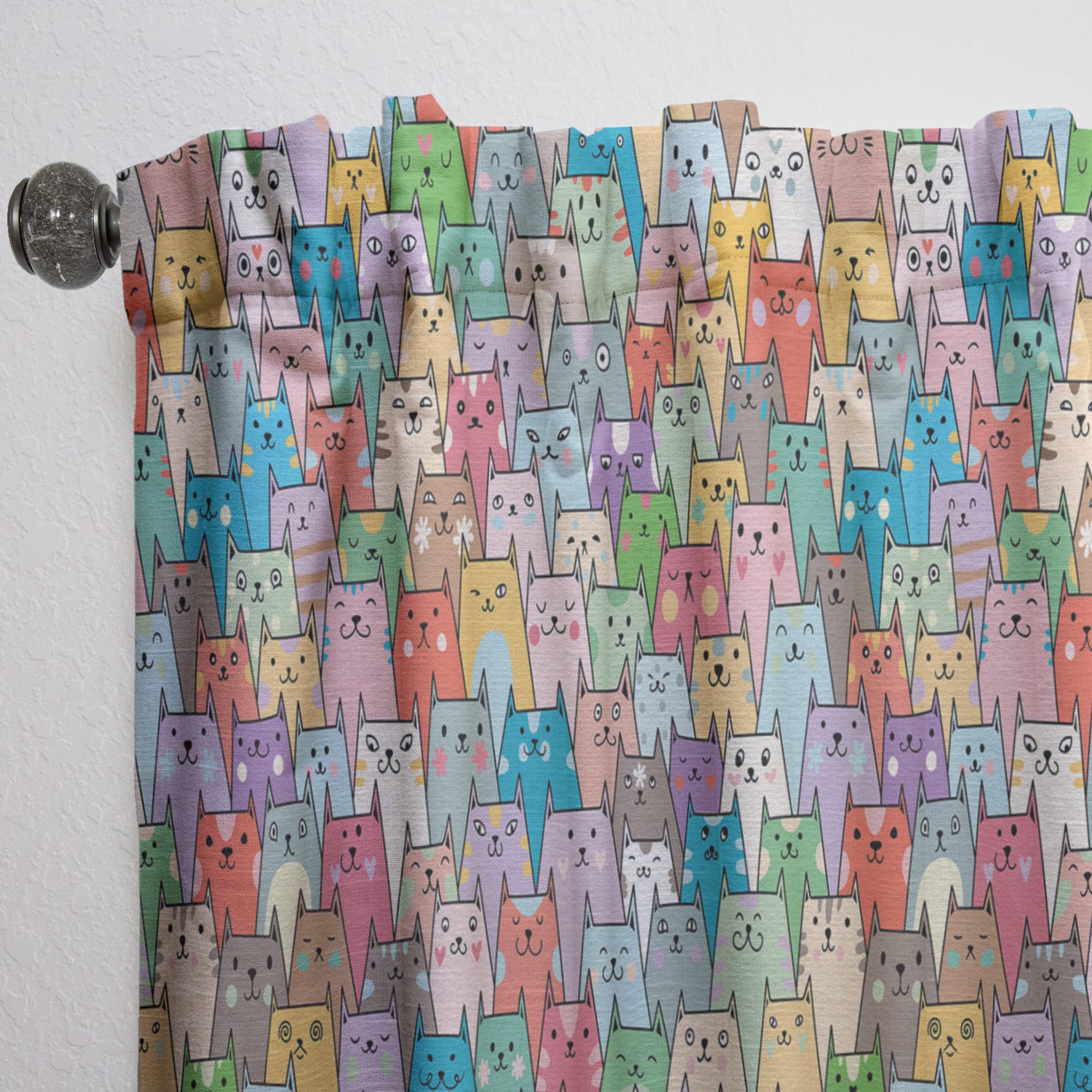 Funny Cat Pattern Thermal Insulated Curtains for Bedroom & Living Room - Single Panel 52x120 - Perfect for Pet Lovers & Cozy Home Decor