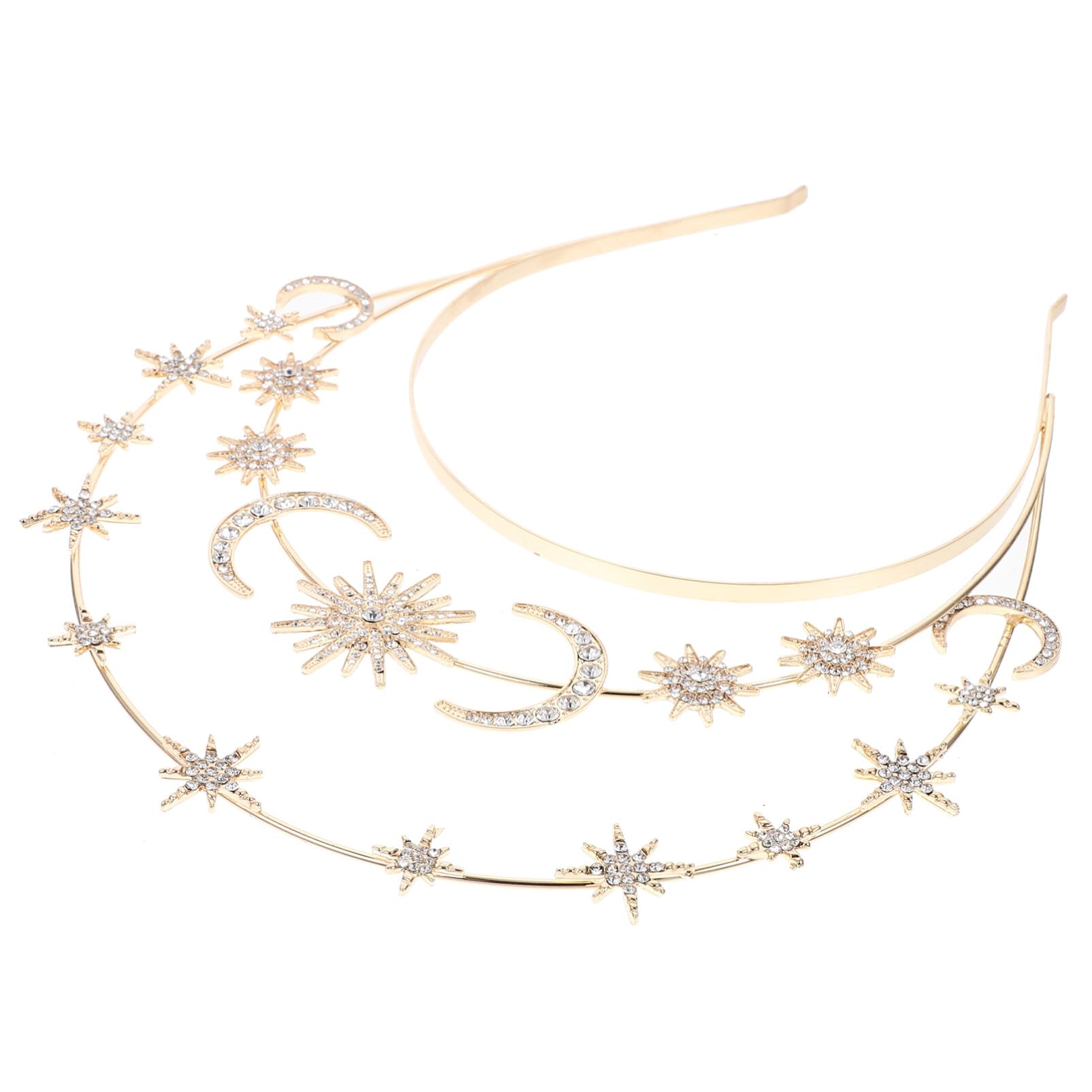 FOMIYES Gold Bohemian Wedding Earrings & Headband Set for Women & Girls – Boho Hair Accessories, Dangle Earrings, Crown Headpiece for Bridal, Party & Special Occasions