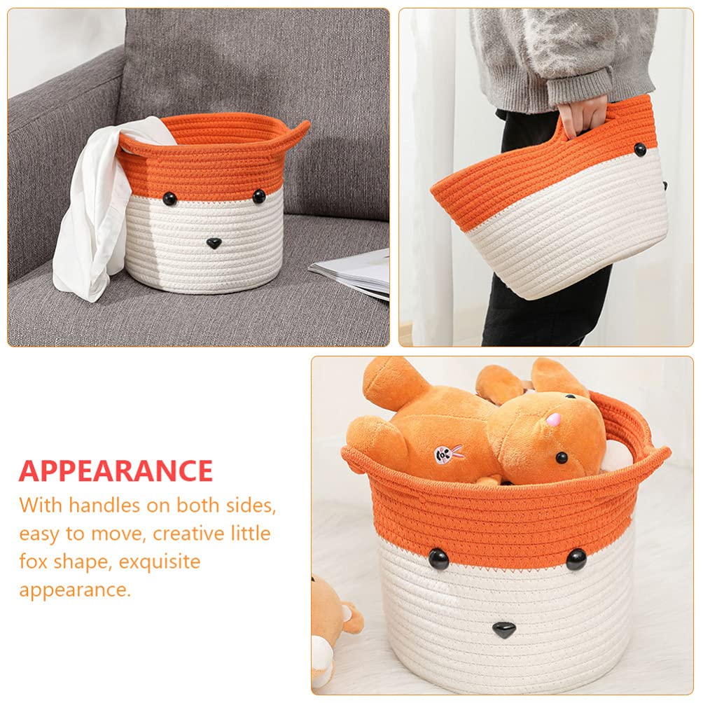 Cabilock 1-Piece Woven Cotton Rope Storage Basket - Laundry Hamper & Clothes Organizer for Bedroom, Bathroom, Nursery - Decorative Storage Bin for Towels, Toys, Blankets (Natural Fiber, Handmade)