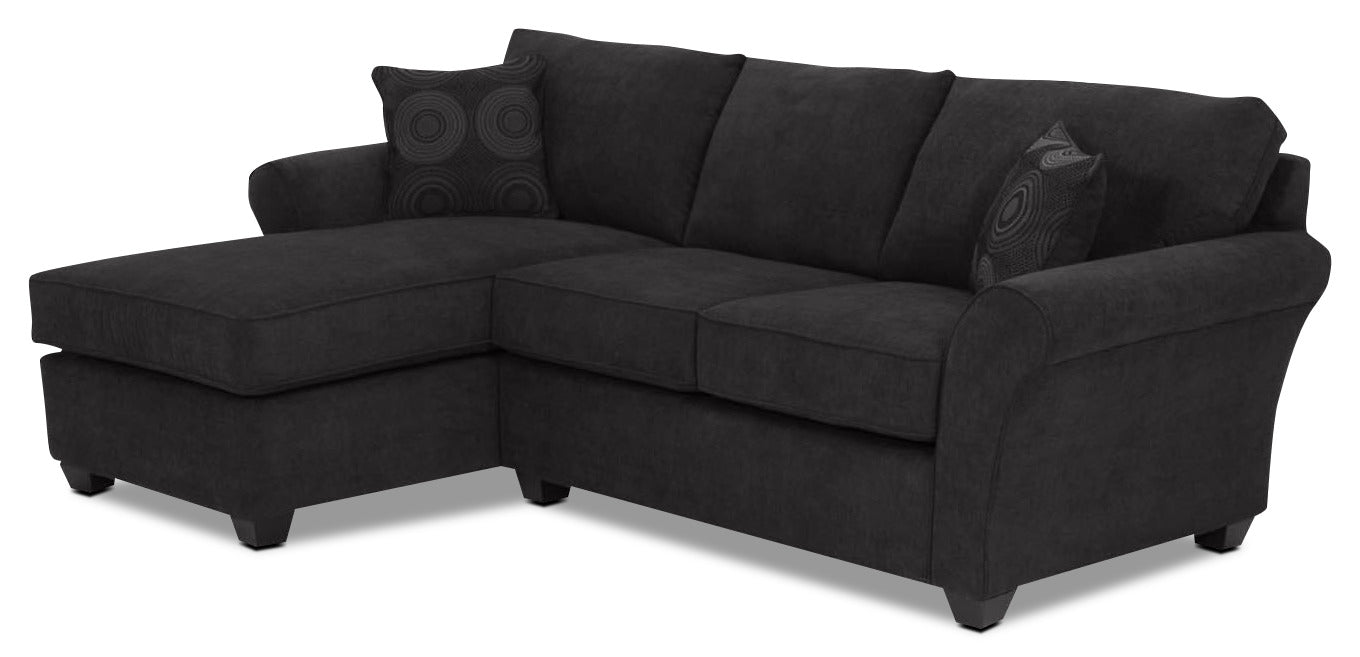 Althea 2-Piece Left Facing Chaise Sectional Sofa in Black - Modern Living Room Furniture for Small Spaces & Apartments