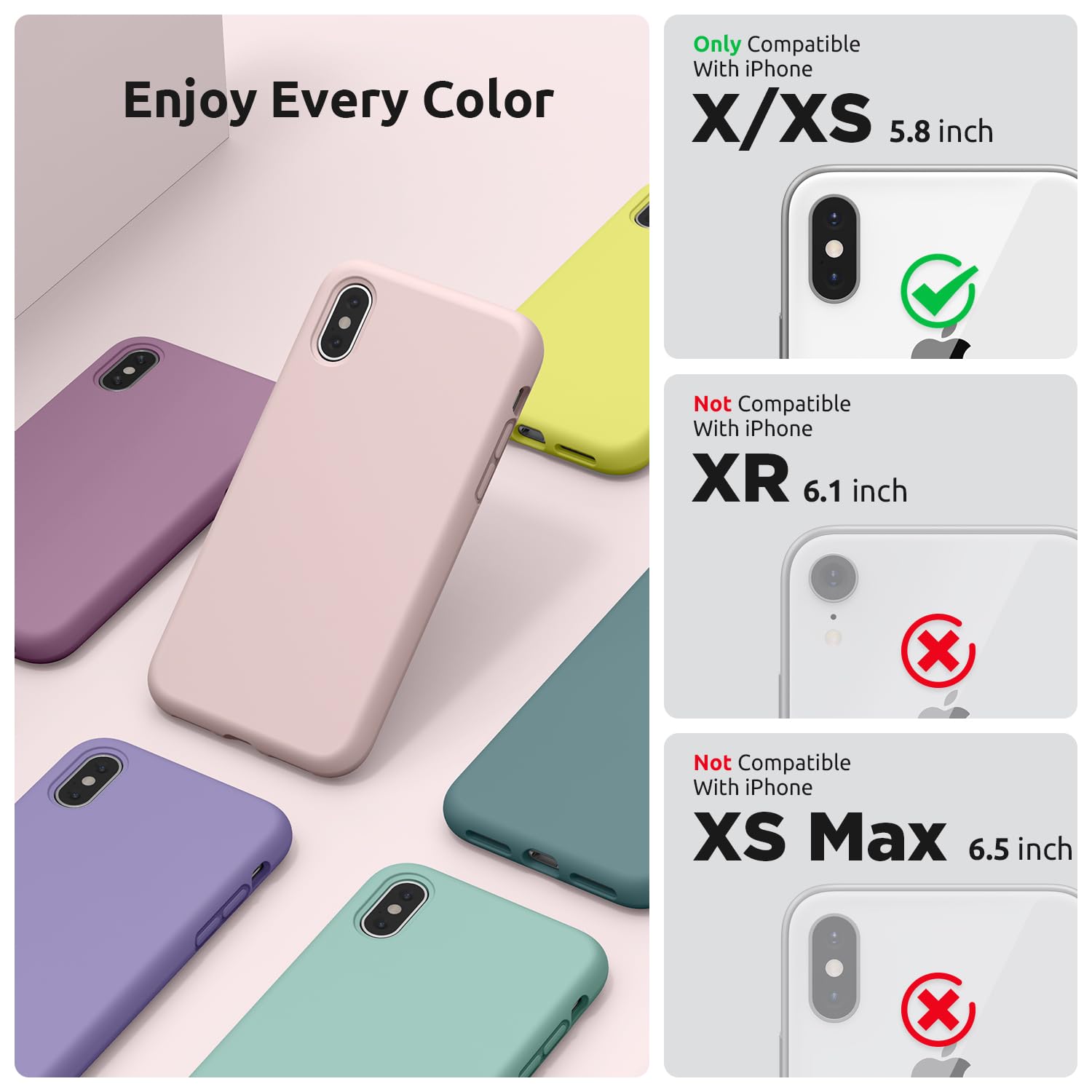 Premium Liquid Silicone Case for iPhone X & iPhone XS (5.8