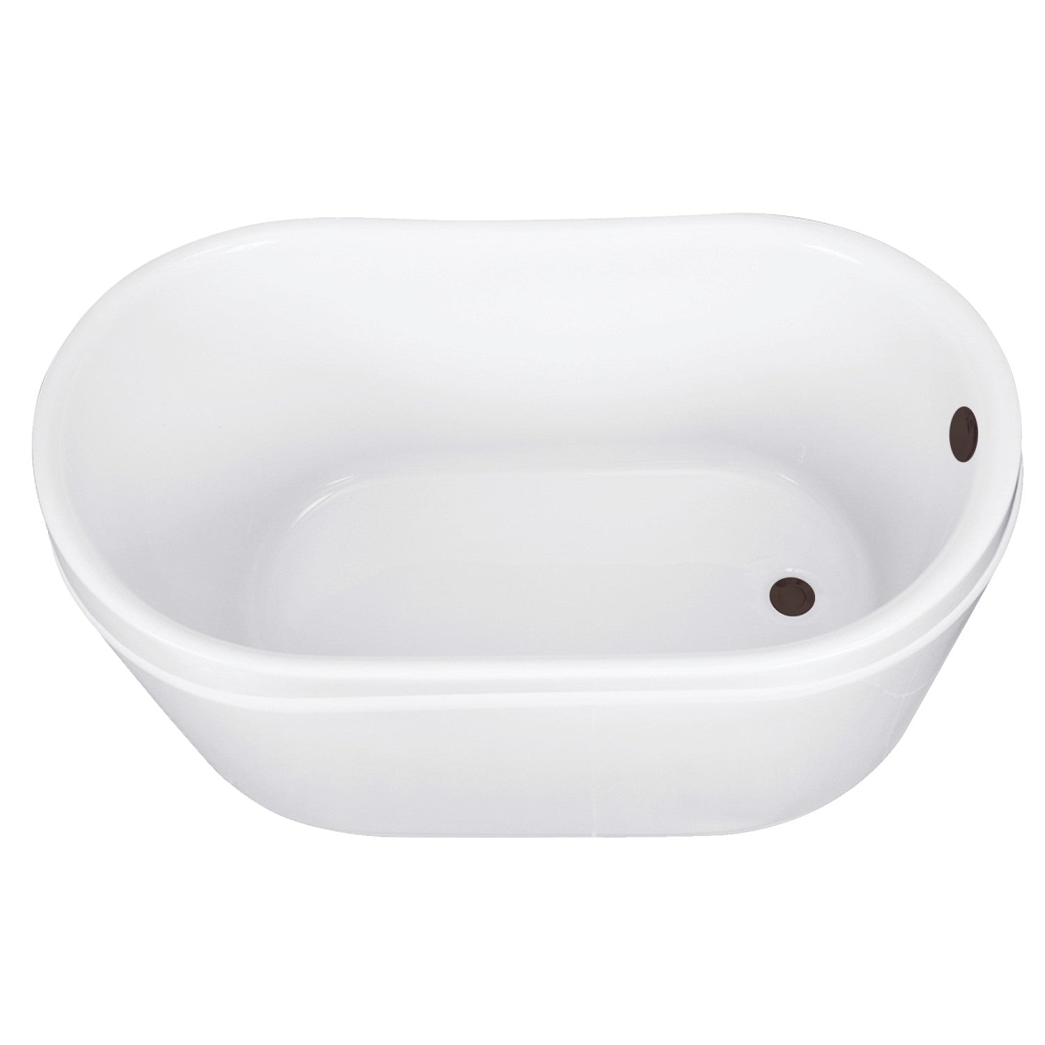 Aqua Eden 52 Inch Acrylic Oval Freestanding Bathtub - Glossy White with Oil Rubbed Bronze Finish - Double Slipper Design with Overflow/Drain Assembly - Perfect for Luxury Bathrooms & Spa Retreats