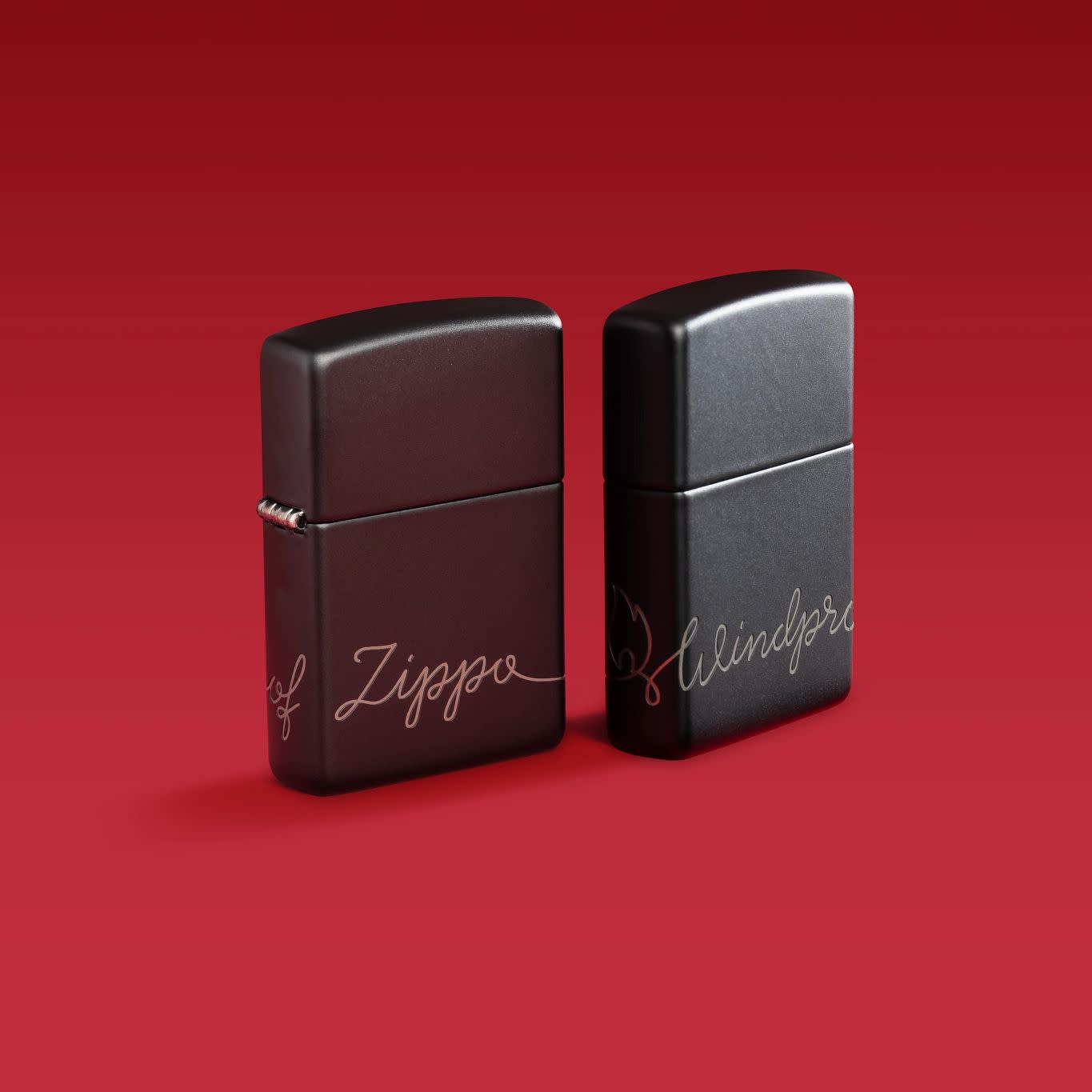 Zippo Matte Black Lighter with Cursive Lettering Design - Perfect for Outdoor Camping, Travel & Everyday Carry (ECG)