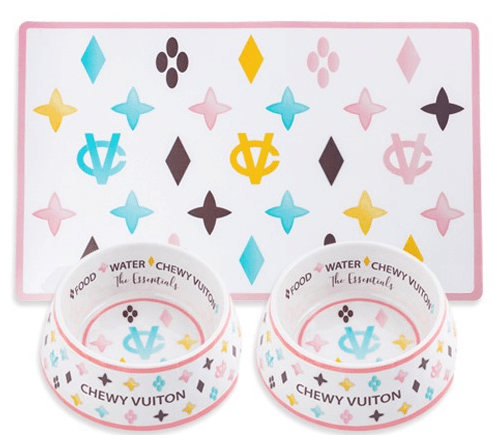 Premium Chewy Vuitton Dog Bowl - Non-Slip Pet Food & Water Dish for Small & Large Breeds - Perfect for Home, Travel & Outdoor Use