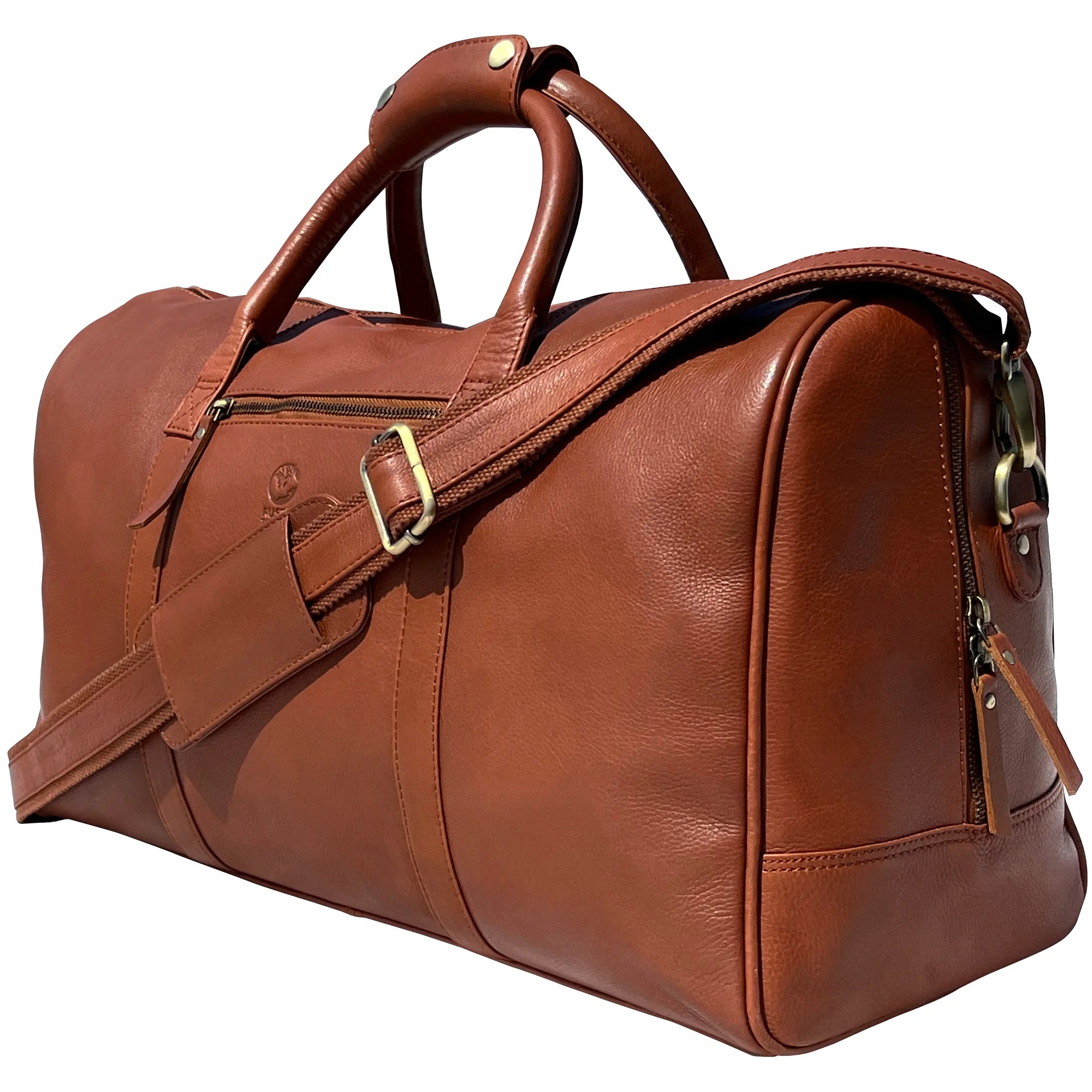 Premium Sasha Travel Leather Duffle Bag for Men & Women - Genuine Cognac Brown Carry-On Luggage - Perfect for Weekend Getaways, Gym, Business Trips & Air Travel