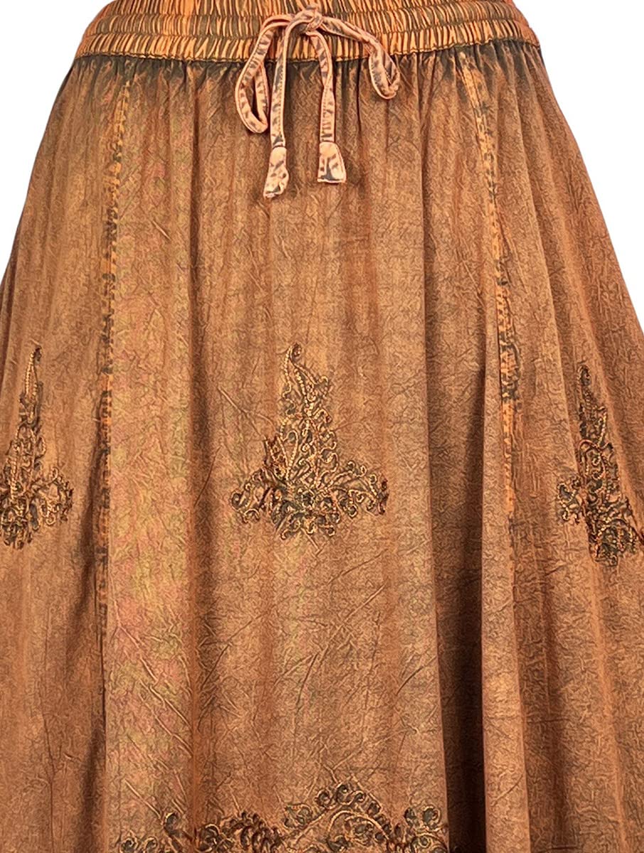 Agan Traders 2025 Spring Women's Flowy Handkerchief Hem Midi Maxi Skirt - Bohemian Embroidered Ruffle Long Skirt for Casual, Beach & Festival Wear
