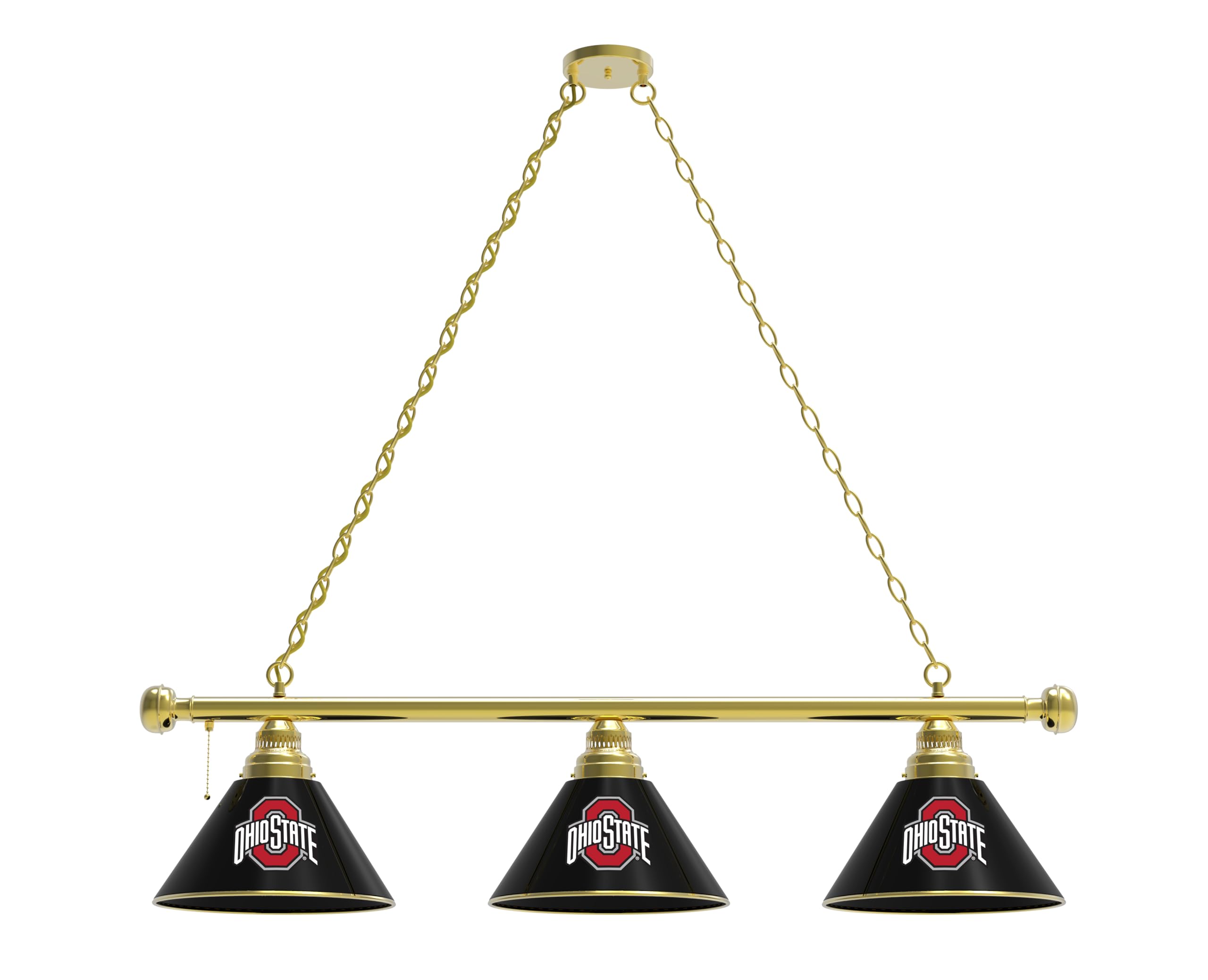 Ohio State 3-Shade Billiard Pool Table Light with Brass Fixture - Vintage Style Bar Lighting for Game Rooms, Man Caves & Basements - Perfect for Pool Tables, Bars & Recreation Areas