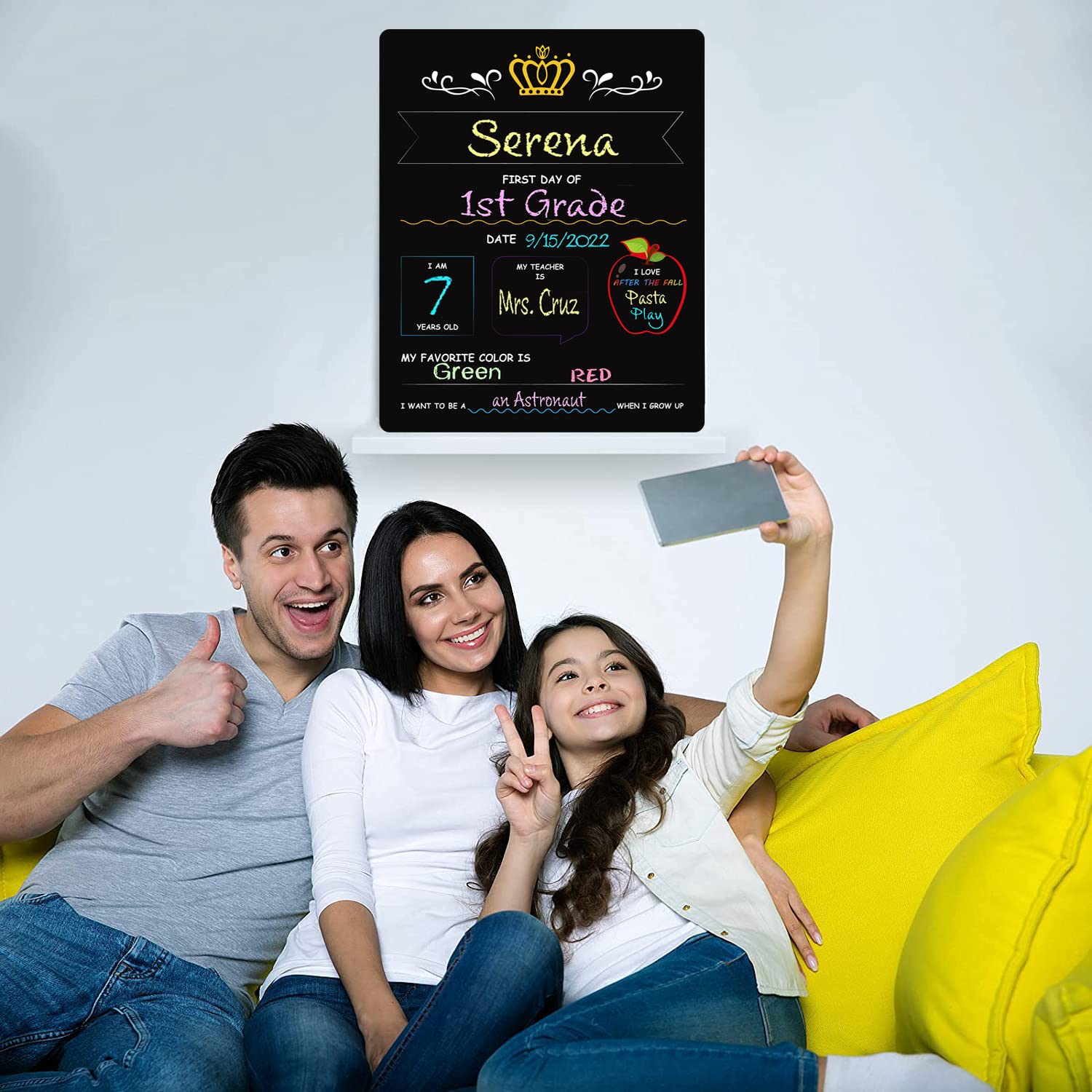 Double Sided Reusable Wooden Chalkboard Sign - 11.8