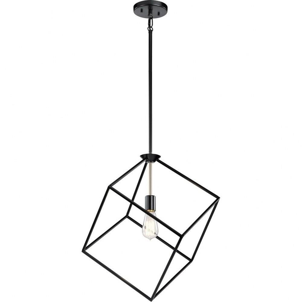Modern Black Geometric Cube Pendant Light - Sleek Contemporary Ceiling Fixture for Dining Room, Kitchen Island & Living Room Decor