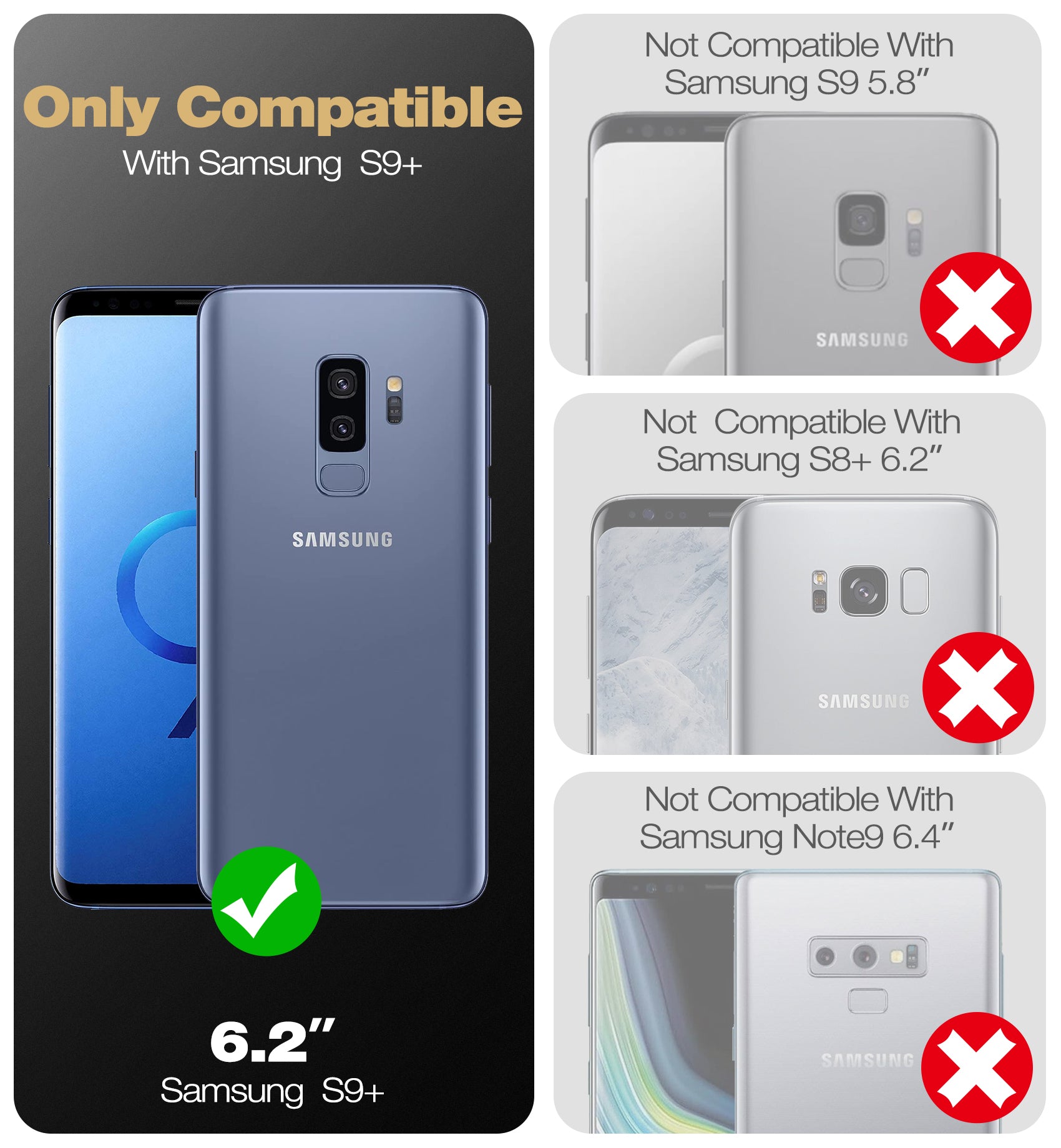 Durable Shockproof Rugged Case for Samsung Galaxy S9 Plus with Built-in Kickstand & Screen Protector | Heavy Duty Protection for Outdoor, Work & Travel