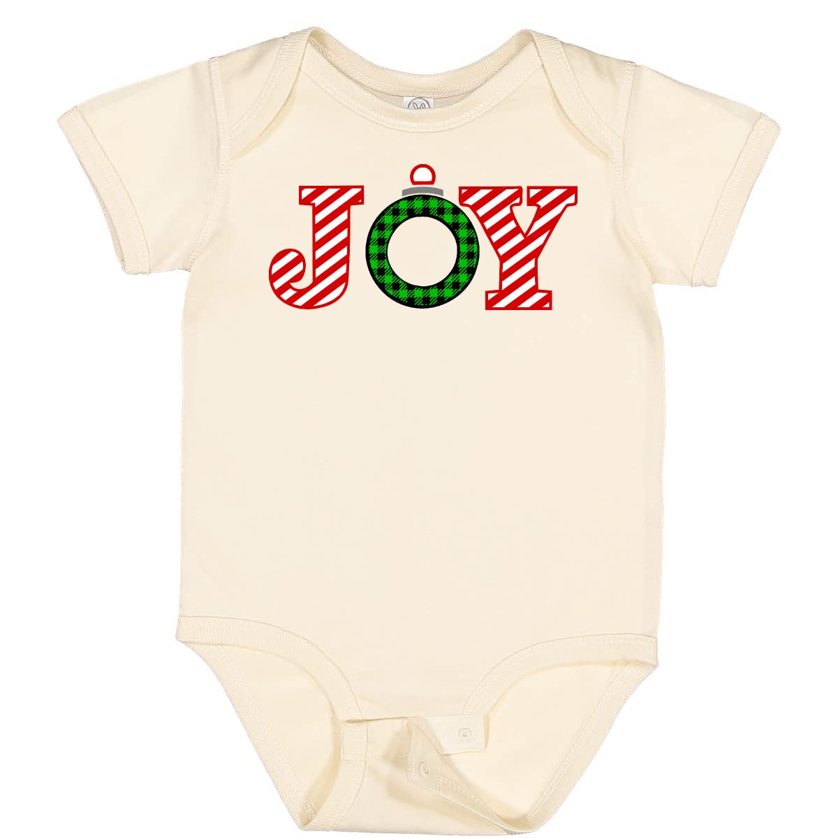 Inktastic Joy Christmas Ornament with Candy Cane Stripes Baby Bodysuit - Festive Holiday Outfit for Infants & Newborns - Perfect for Christmas Photos, Family Gatherings & Holiday Celebrations