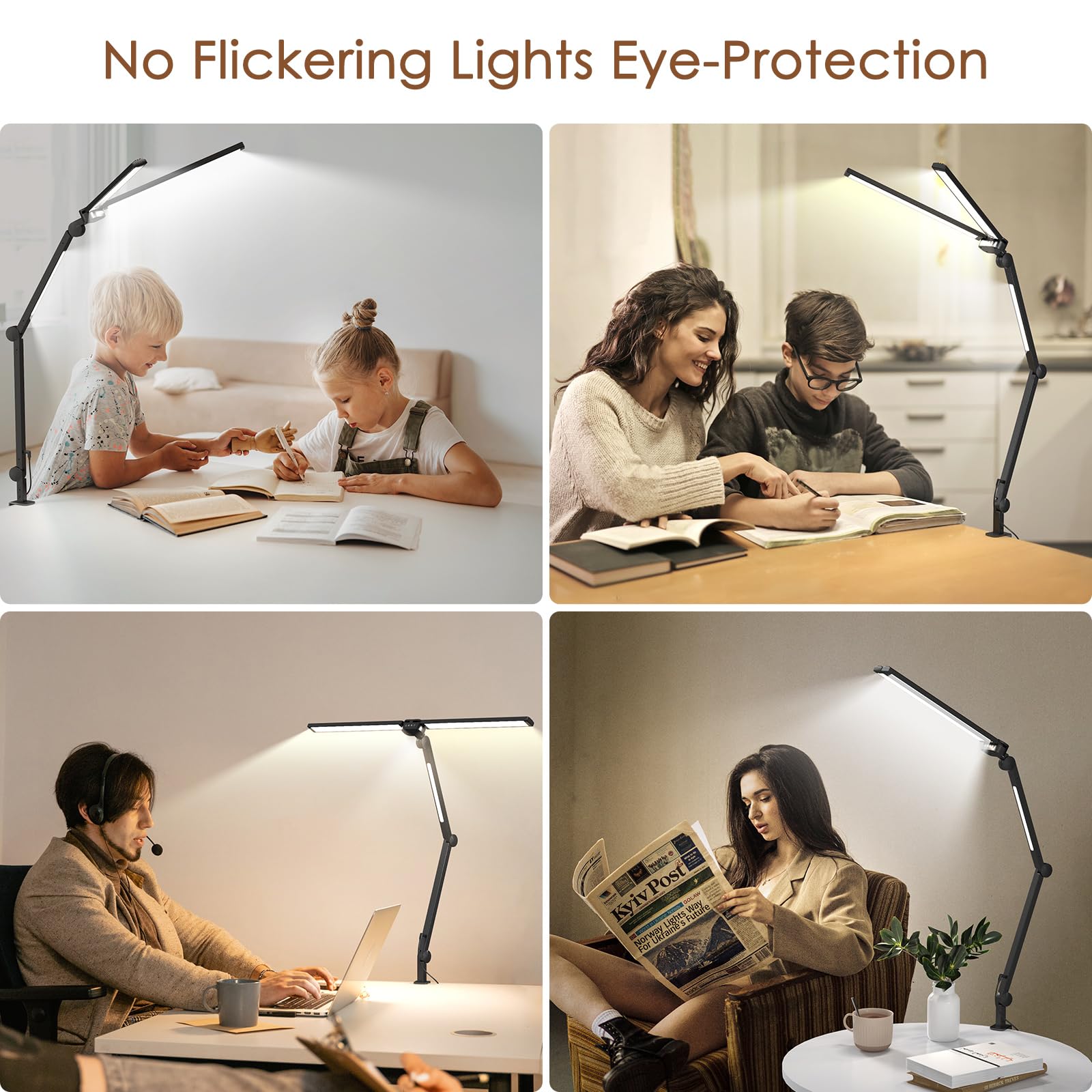LED Desk Lamp with Remote Control - Flexible Clamp Light, 25 Eye-Caring Modes, Adjustable Brightness for Home Office, Study & Reading | Dimmable Table Lamp with Solid Base for Work, Gaming & Nightstand Use
