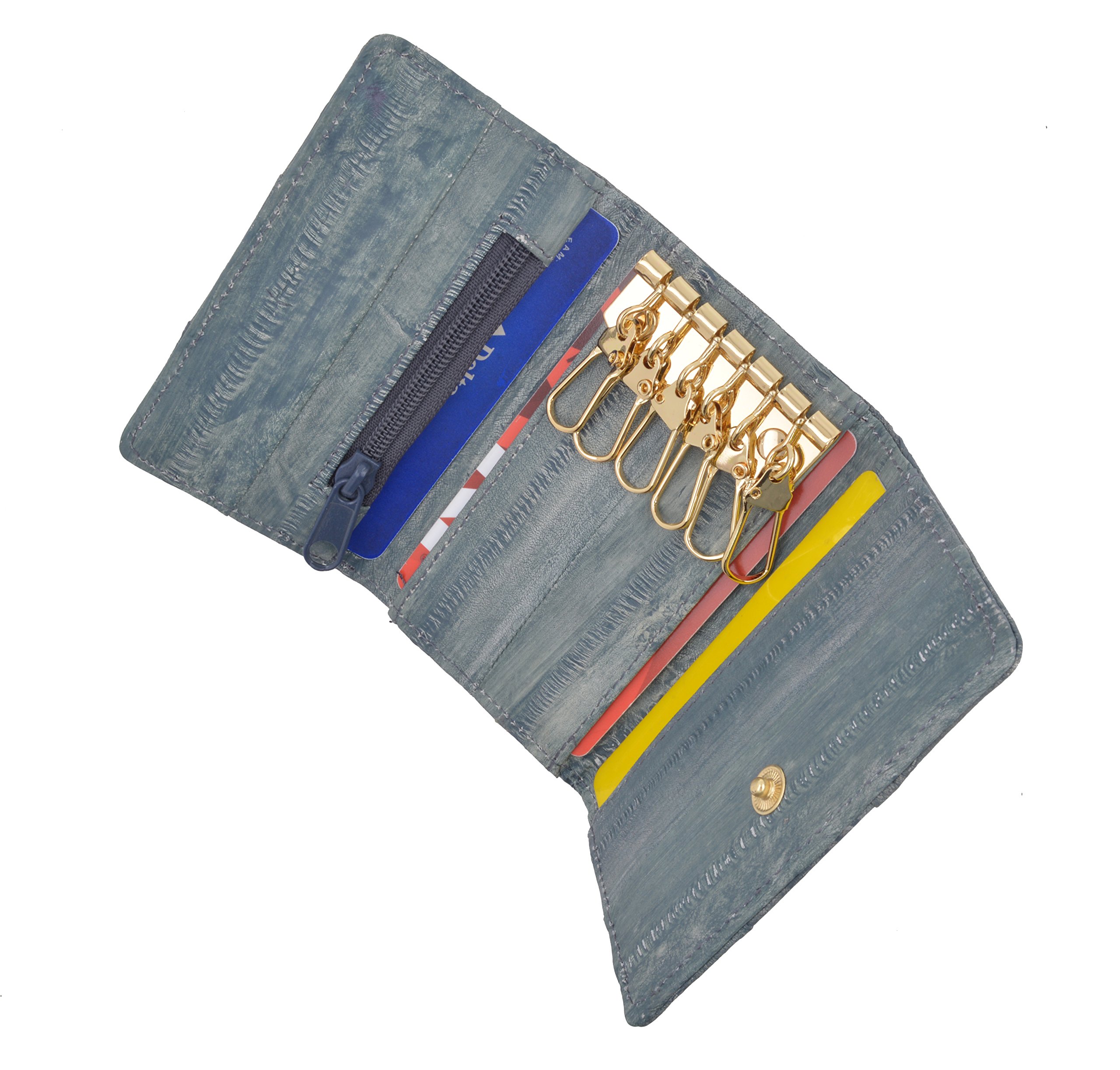 Premium MARSHAL Eel Skin Leather Key Case Wallet - Slim & Durable Key Organizer for Men & Women - Perfect for Home, Office & Travel Accessories