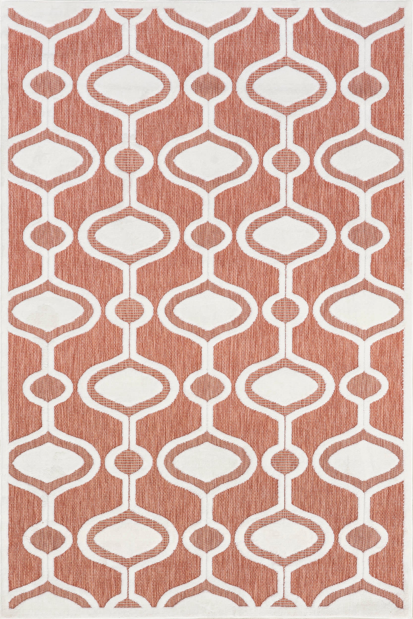 Bernita Modern Geometric Area Rug - Non-Slip Indoor Outdoor Carpet for Living Room, Bedroom, Patio - Brick Red Pattern Home Decor with Skid-Resistant Backing | Perfect for Home, Office, and Outdoor Spaces