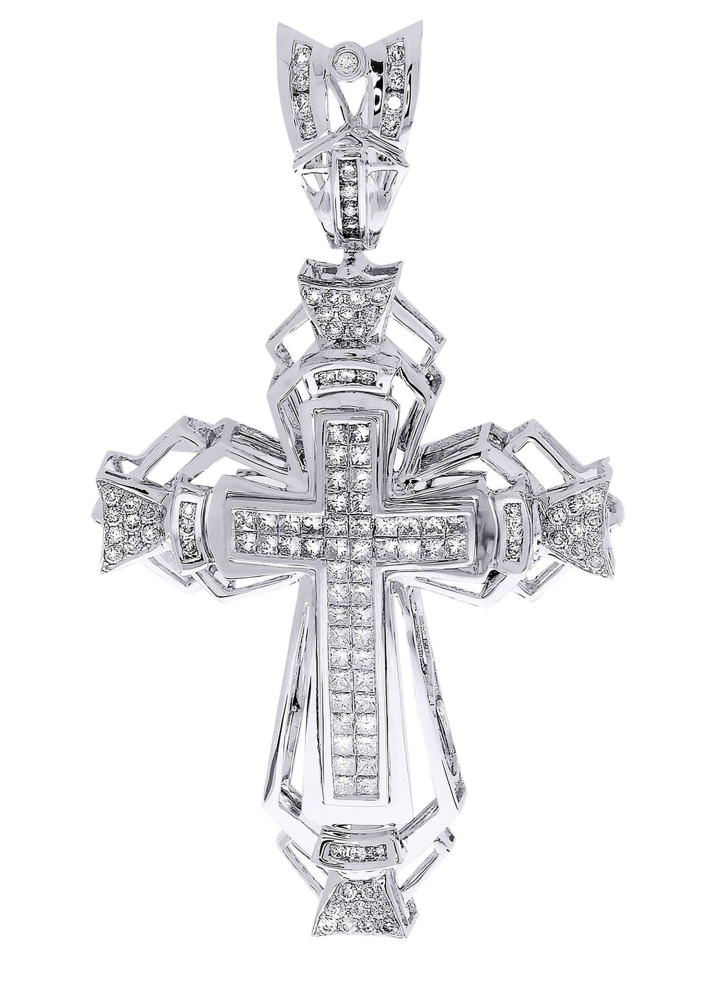 3.05 Carat Diamond Cross Pendant Necklace - 18.65 Grams Solid Gold Religious Jewelry for Women - Perfect for Church, Baptism, Weddings & Special Occasions
