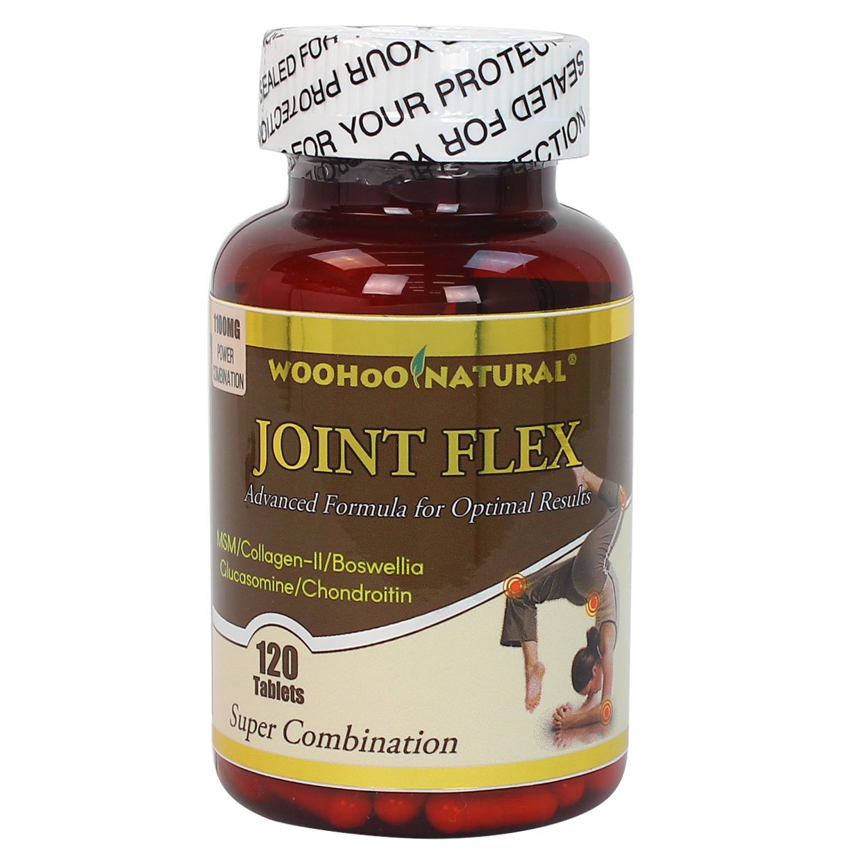 WooHoo Natural Super Strength Joint Ease Supplement - Advanced Formula with Glucosamine, Chondroitin, MSM, Collagen II & Boswellia - 120 Count for Joint Support & Flexibility - Ideal for Active Lifestyles, Sports Recovery & Daily Mobility