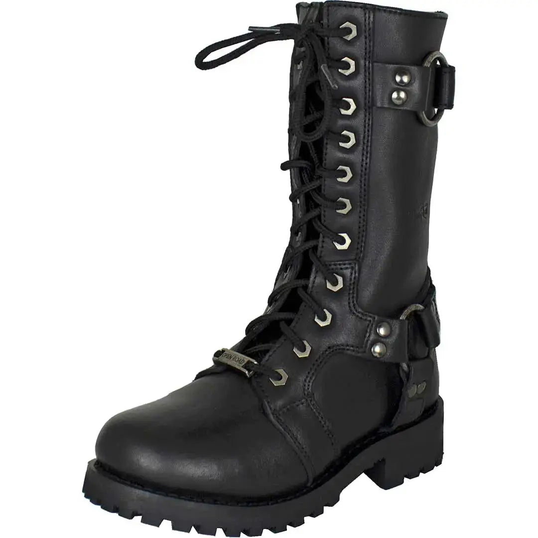 Open Road Women's Harness Motorcycle Boots - Stylish & Durable Riding Boots for Bikers - Perfect for Motorcycle Tours & Urban Fashion