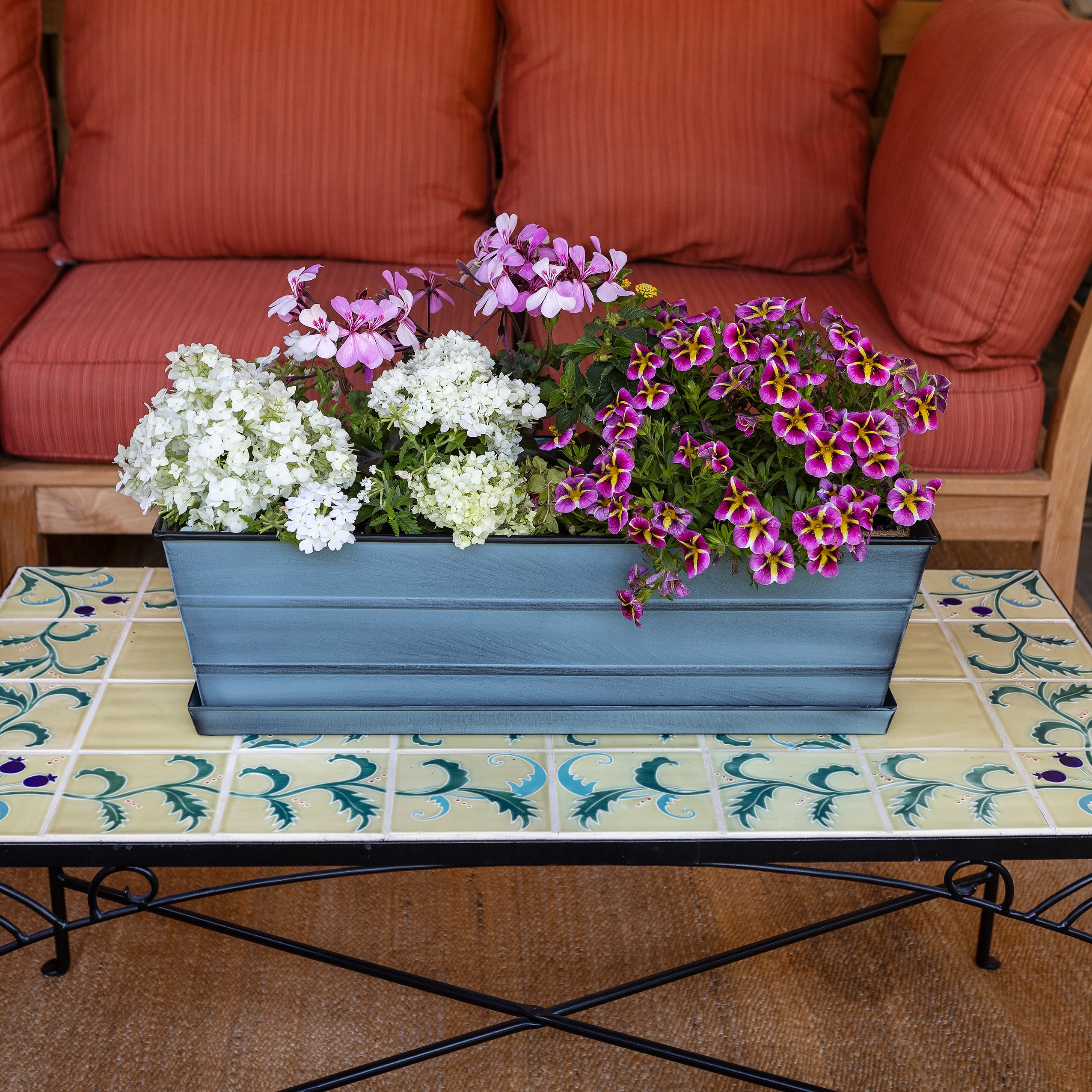 Medium Flower Box Tray Kit - Blue & White Floral Arrangement Set for DIY Wedding, Home Decor, and Gift Packaging