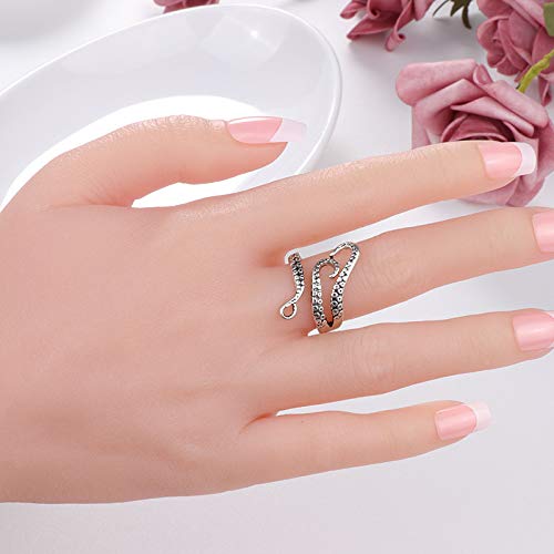 Adjustable Angel Wing Rings for Men & Women - Punk Devil Wings Open Band Promise Rings - Perfect for Gifts, Couples & Gothic Fashion