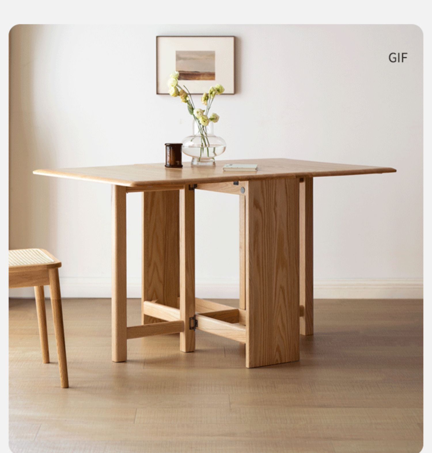 **Solid Oak Wood Extendable Dining Table - Expandable for 6 to 8 Seats - Perfect for Small Spaces & Entertaining Guests**