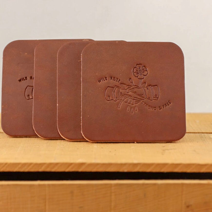 Wild Rose Coaster Set - 4-Piece Absorbent Cork Coasters for Hot & Cold Drinks - Perfect for Home, Office, and Outdoor Use