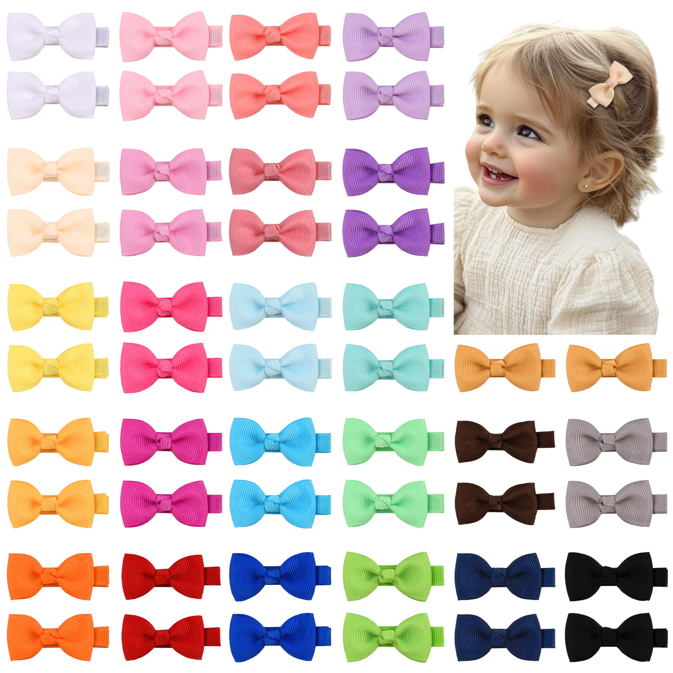 50 Pieces 25 Colors Non-Slip Hair Clips for Girls - Fully Lined Barrettes Hair Accessories for Toddlers & Infants (Candy Colors) - Perfect for School, Parties & Daily Hair Styling