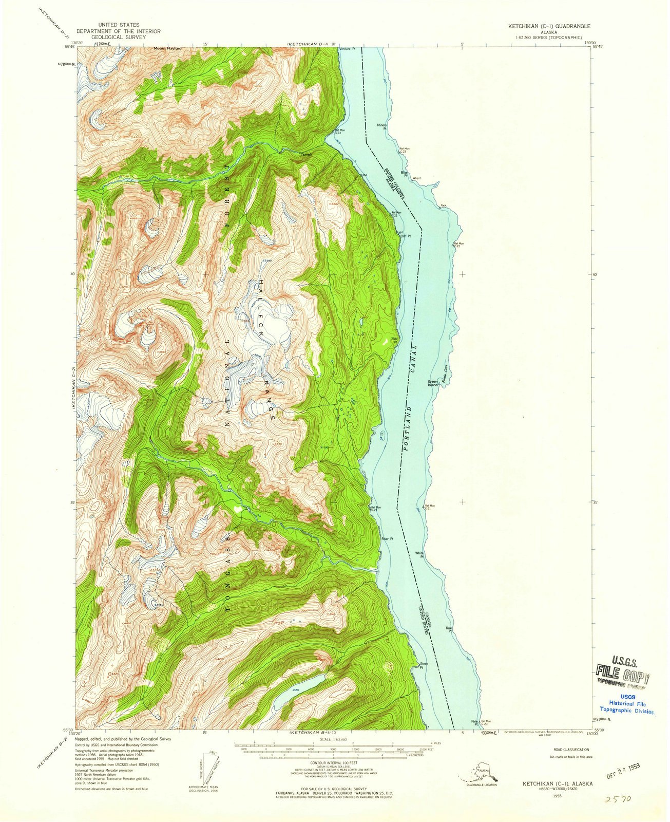 1955 Ketchikan Alaska USGS Historical Topographic Map - Large 44x55 Inch Vintage Wall Art Decor - Perfect for Home, Office & Classroom Geography Displays