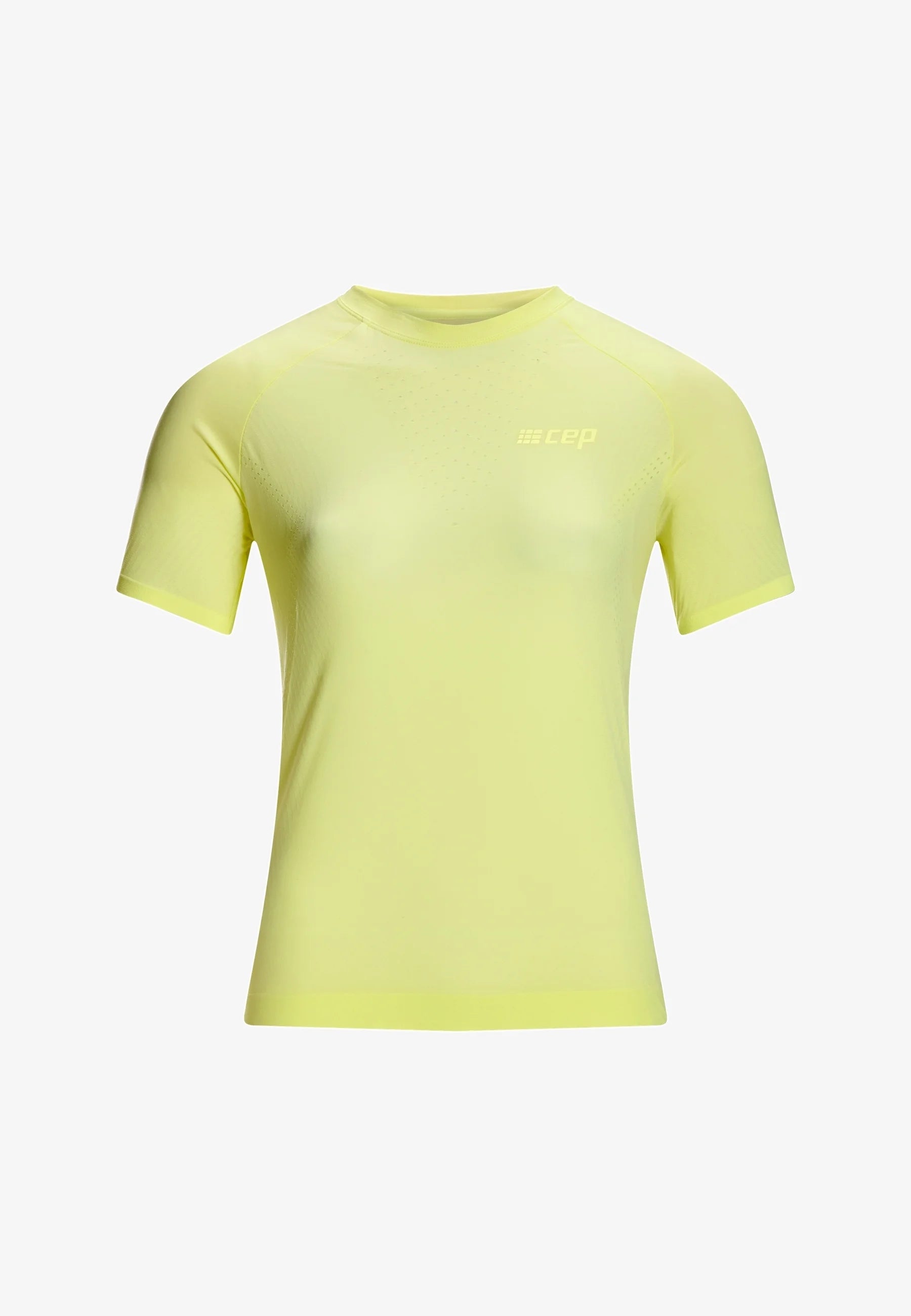CEP Women's Ultralight Seamless Running Shirt - Short Sleeve Moisture-Wicking Top V2 in Lime Green | Perfect for Gym, Yoga & Outdoor Sports