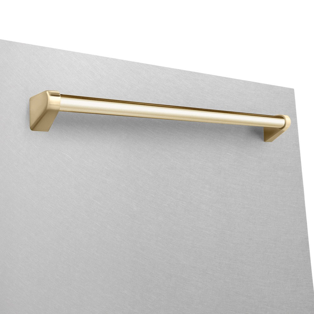 ZLINE Autograph Edition 24-inch Stainless Steel Dishwasher with 3rd Rack, Touch Controls & Gold Handle - Ultra Quiet 45dBa for Modern Kitchens | Perfect for Large Families & Entertaining Guests (Model DWMTZ SN 24 G)