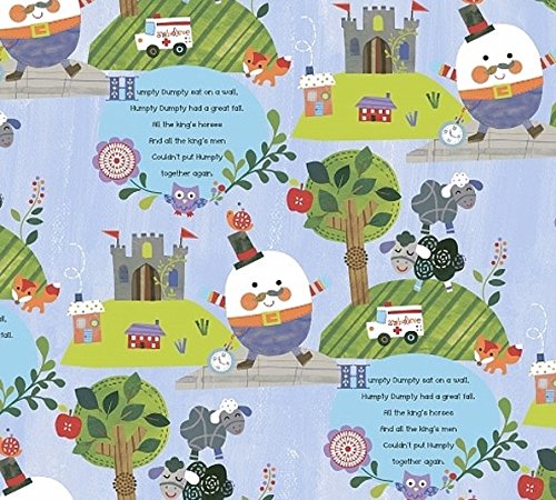 1 Yard Humpty Dumpty Mother Goose Blue Cotton Fabric - Perfect for Quilting, Sewing, Craft Projects, Quilt, Throw Pillows & Home Decor - 44