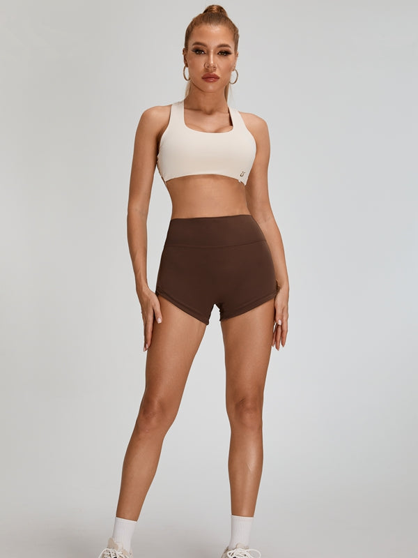 ZASUWA Women's High Waisted Scrunch Butt Lifting Cross Back Shorts Tracksuit Set - Gym, Yoga, Running & Lounge Wear