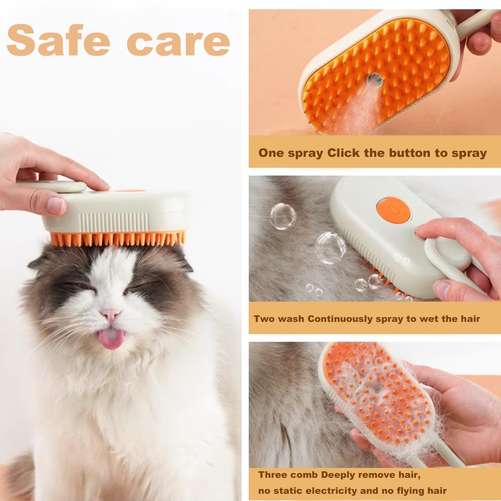 Chevaroo 3-in-1 Self-Cleaning Steam Brush for Horses & Pets - 360° Rotating Silicone Bristle Head - Gentle Grooming & Massage Tool for Horse Care, Dog & Cat Bathing - Perfect for Stable, Barn & Home Use (Brown)