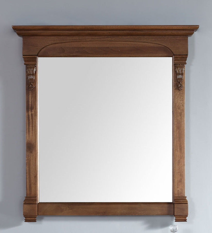 Brookfield 39.5 Inch Country Oak Wooden Wall Mirror - Rustic Farmhouse Bathroom & Bedroom Decor