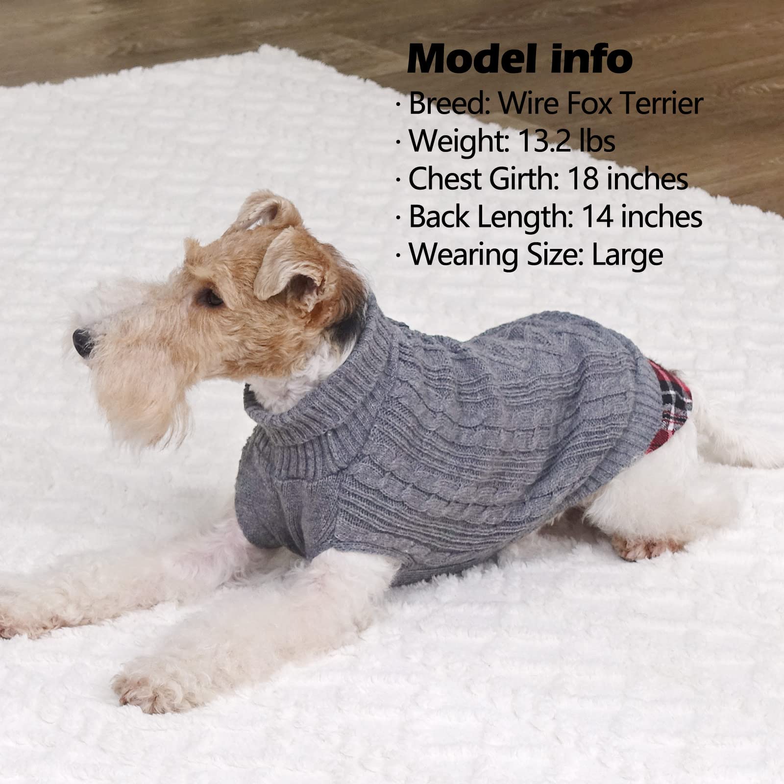 KYEESE Gingham Dog Sweater - Warm Knit Pullover for Medium Dogs, Cozy Pet Coat for Fall & Winter - Perfect for Outdoor Walks and Indoor Comfort