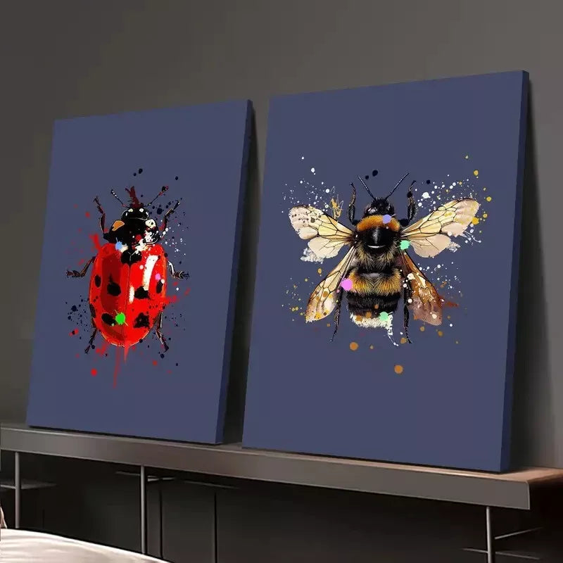 2Pcs Decorative Insect Canvas Wall Art - 50x75cm Framed High-Quality Print - 100% Australian Made - Ready to Hang - Perfect for Living Room, Bedroom & Office Decor
