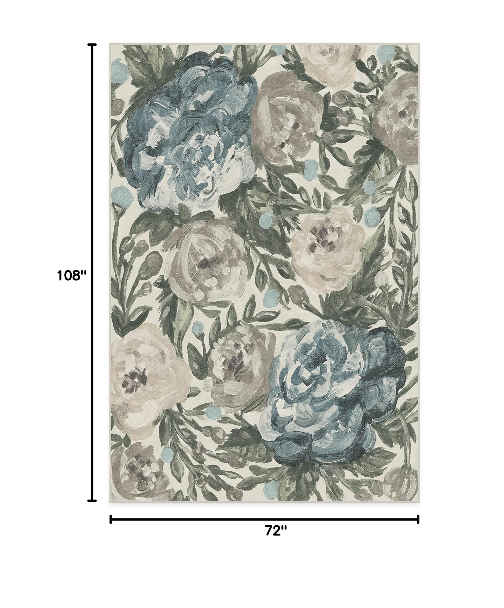 Washable 6x9 Area Rug by Ruggable - Camellia Jade Non-Slip Rug for Living Room, Bedroom, Kitchen | Premium Indoor Floor Mat with Gripper Pad for Home, Office & Classroom Decor