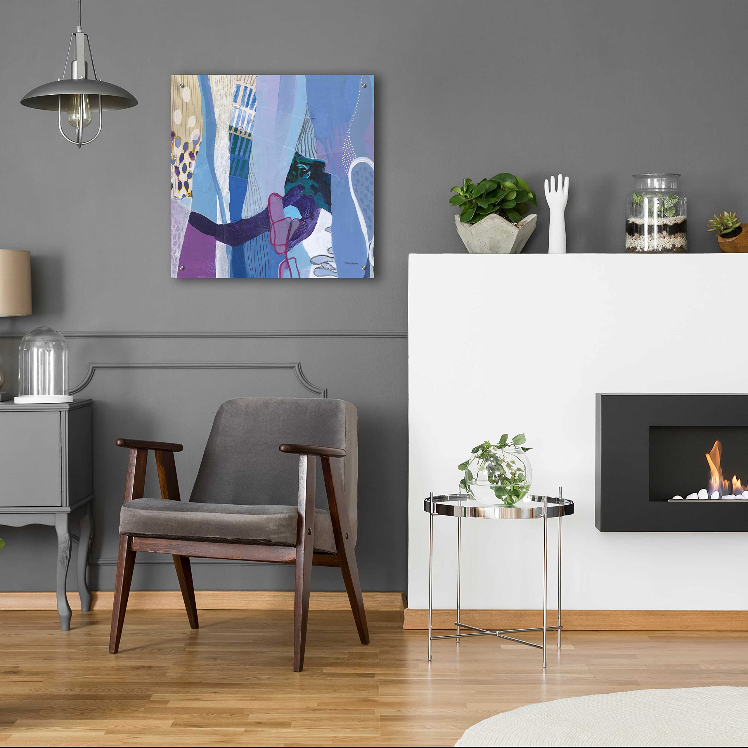 Epic Art 'Periwinkle' by Kathy Ferguson - 24x24 Inch Acrylic Glass Wall Painting - Modern Home Decor for Living Room, Bedroom & Office