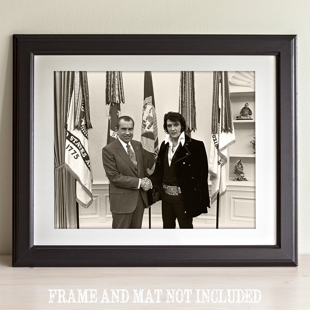 Lone Star Art Nixon Meets Elvis Presley - 11x14 Unframed Wall Art Print - Affordable Elvis Presley Memorabilia Gift Under $15 - Perfect for Home Decor, Office, or Elvis Fan Collection