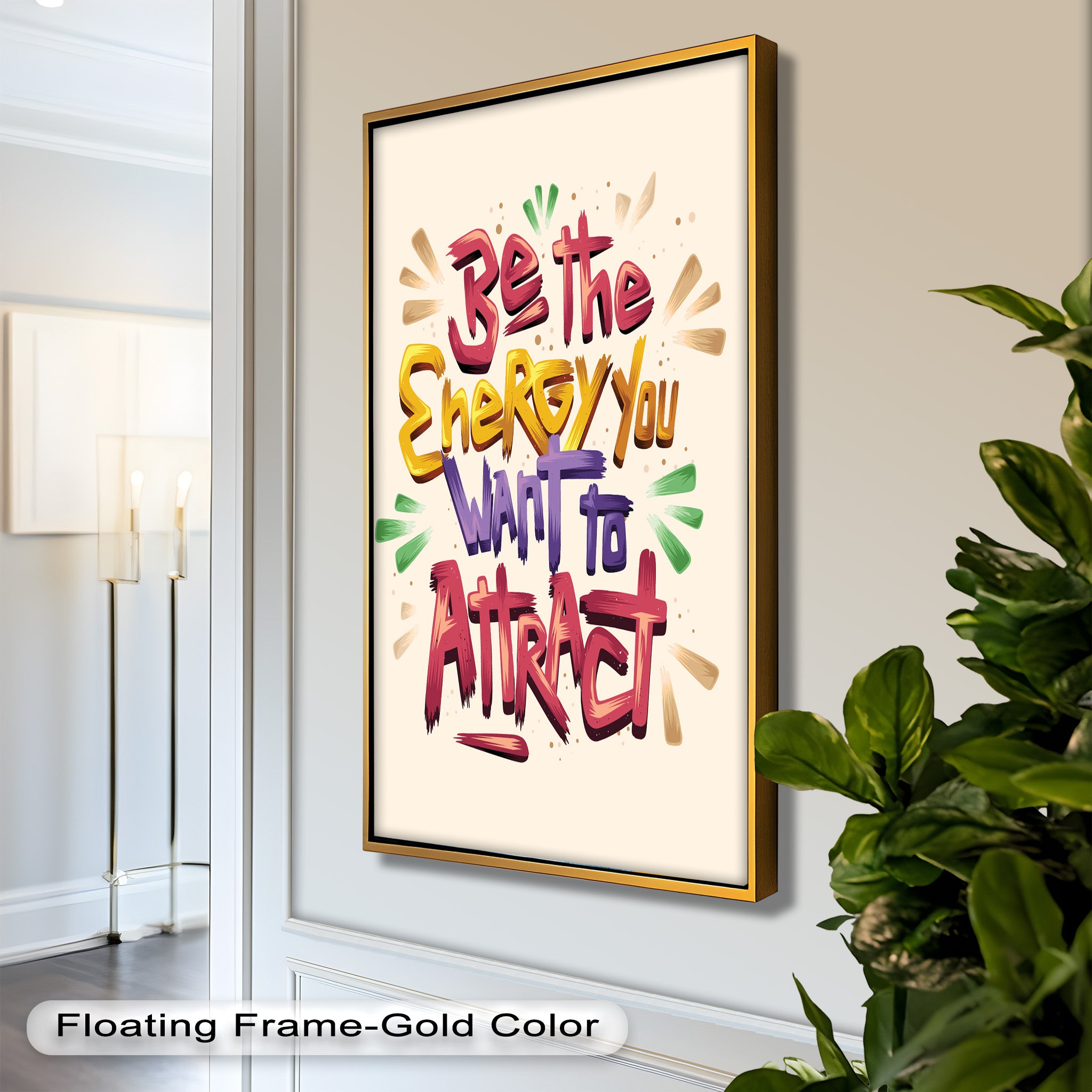 Inspirational Oil Painting - Be the Energy You Want to Attract - Motivational Wall Art for Home, Office & Meditation Space