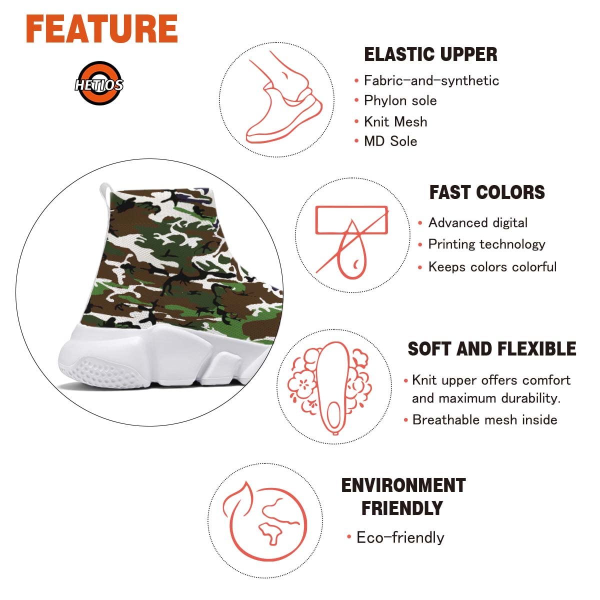 Hetios Men's Camouflage Running Shoes - Lightweight Breathable Walking & Workout Sneakers for Men | Perfect for Gym, Jogging & Outdoor Activities