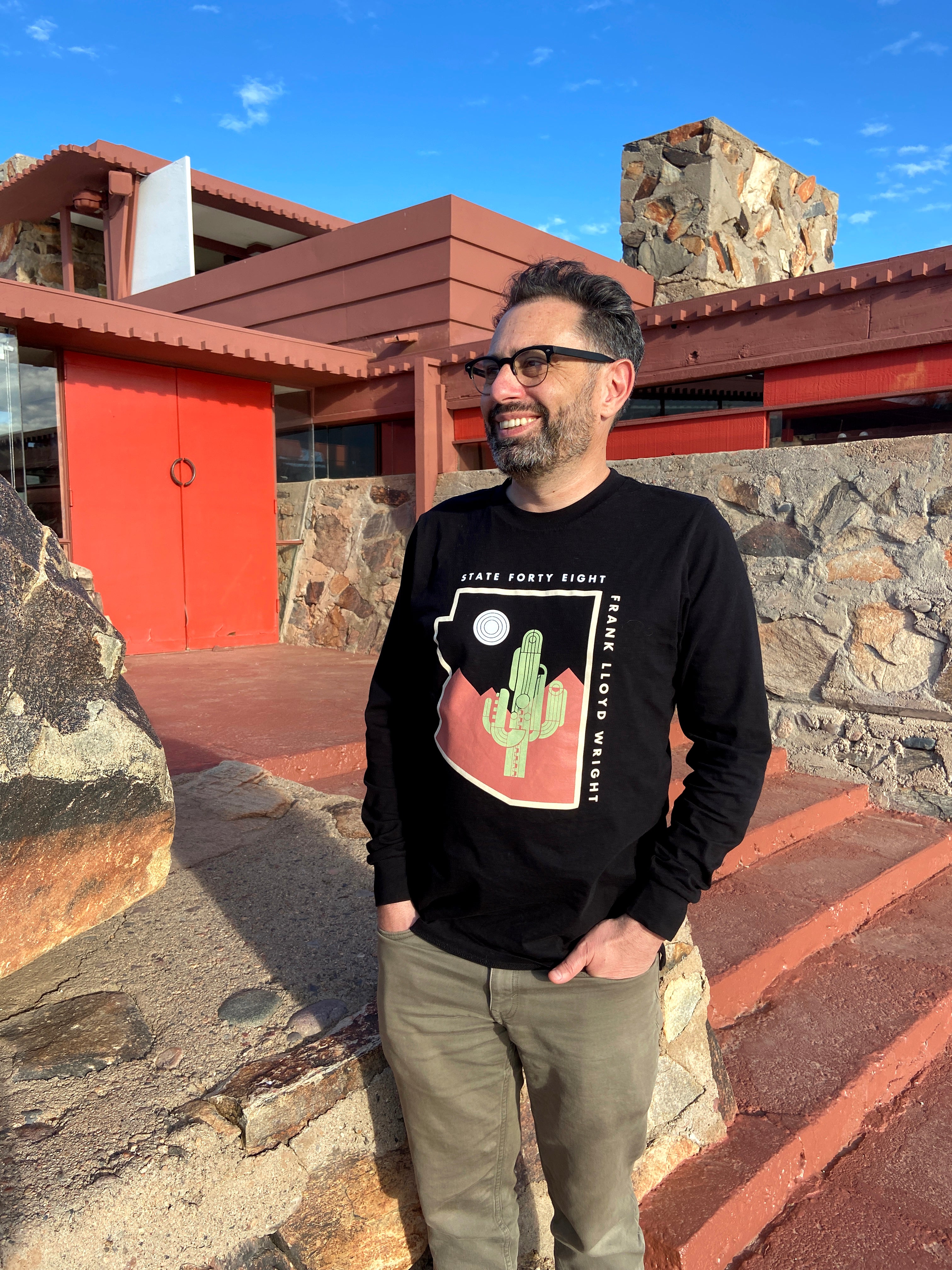 State Forty Eight Night Saguaro Print Long Sleeve Shirt for Men | Comfortable Casual Wear for Hiking, Camping & Outdoor Activities