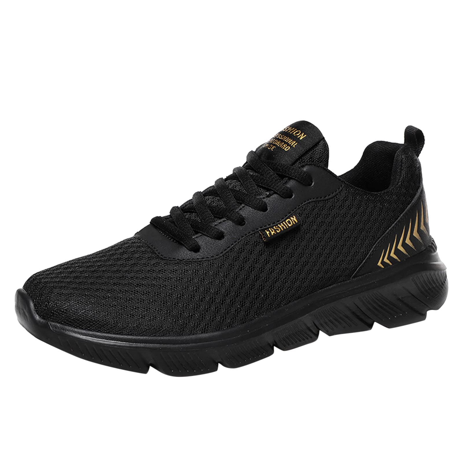 Best Men's Cross Training Shoes - Colorblock Mesh Lace Up Casual Sneakers | Comfortable, Breathable & Soft Sole for Gym, Running & Workouts (Gold, Size 8)
