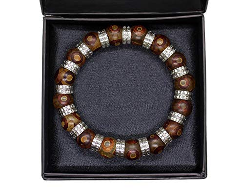 Tibetan Agate & Sterling Silver Bracelet for Men - Luxury Handmade Adjustable Bracelet - Perfect for Gifts, Meditation & Spiritual Healing